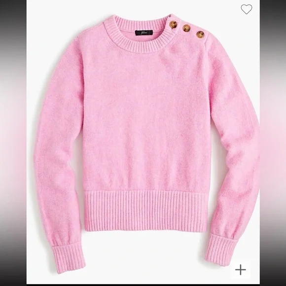 J. Crew Pink Crew Neck Sweater with Botton Details - Picture 1 of 7